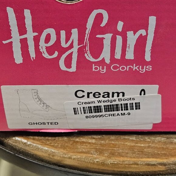 Hey Girl by Corky's Size 9 Ghosted Cream Women's New in Box Wedge Boots - Picture 13 of 14